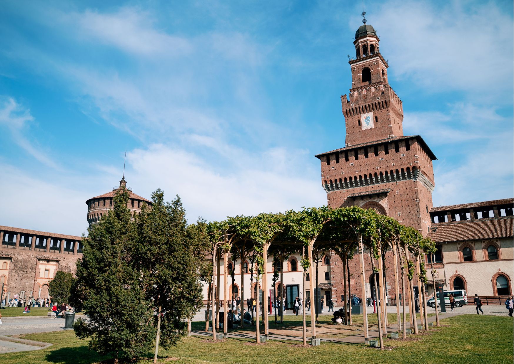 Le chateau des Sforza à Milan, voyage étudiant