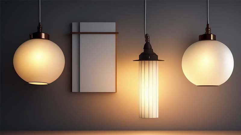 4 lampes design moderne avec lumières